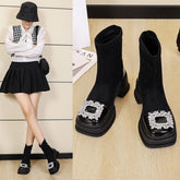Round Toe Thick Heel Ankle Boots Women Ytmtloy Botines-BS01021-Veeddydropshipping
